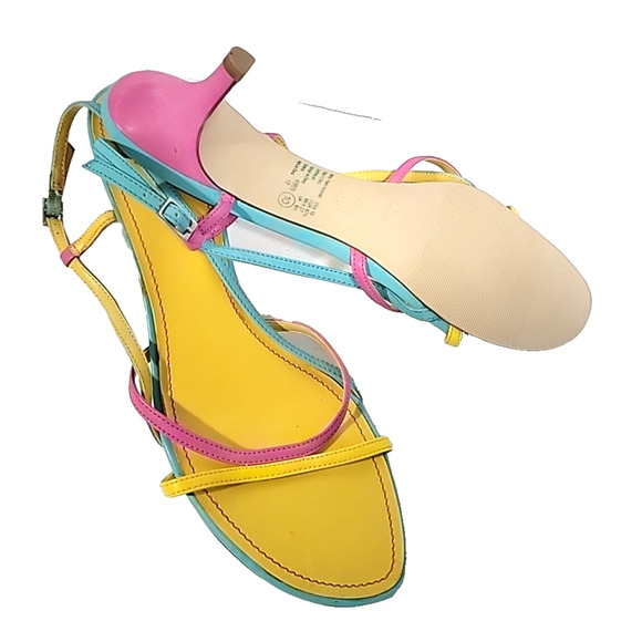 Fioni 80's Style Multi-Color Ankle Strap Sandals Size 10 - Picture 4 of 9